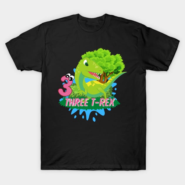 Dinosaur birthday, three rex, third birthday boy T-Shirt by AE Desings Digital